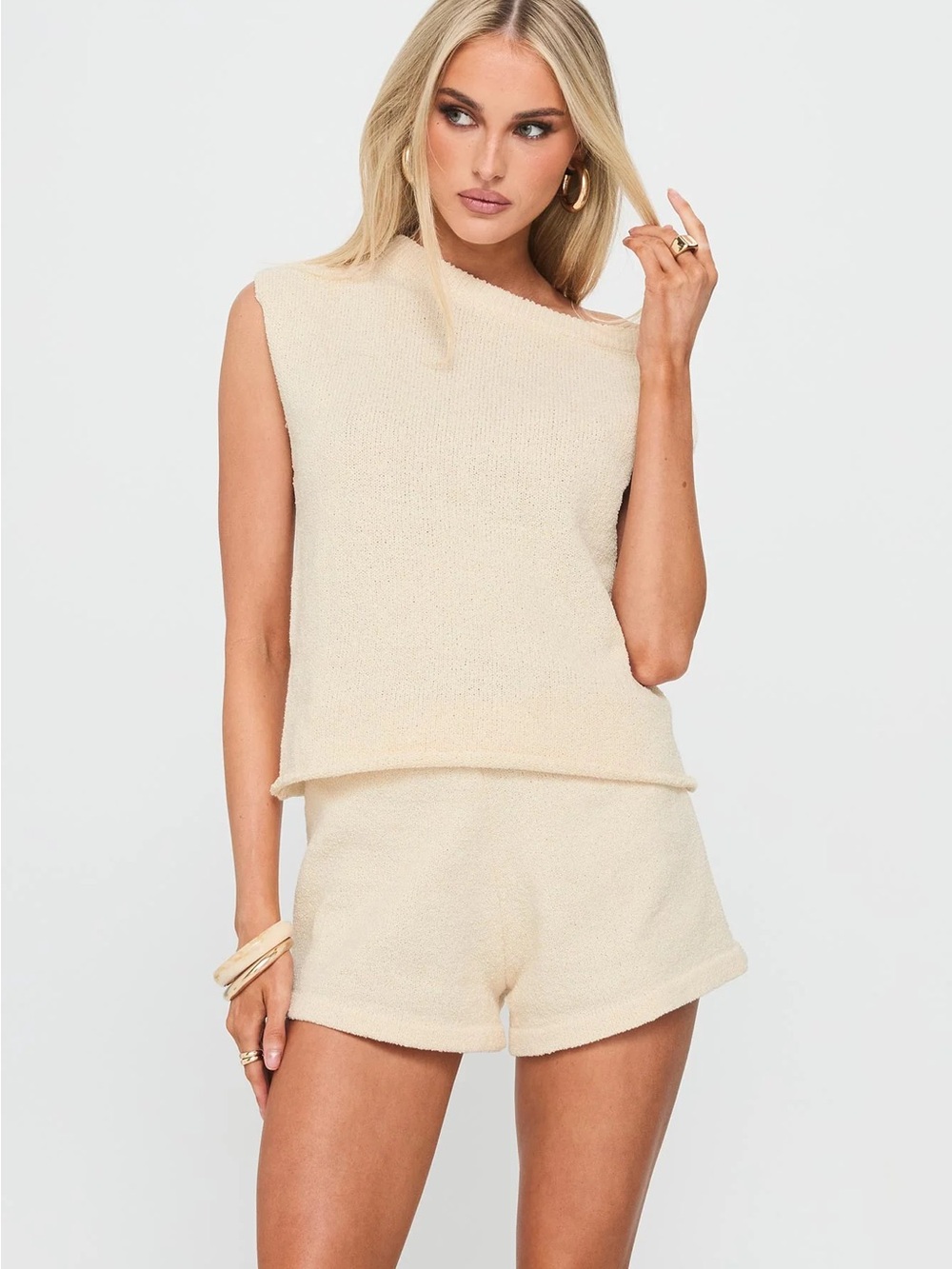 Princess Polly Cream Crewneck Sweater